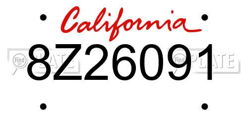 8Z26091 California License Plate