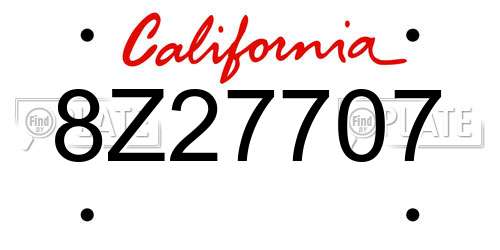8Z27707 California License Plate