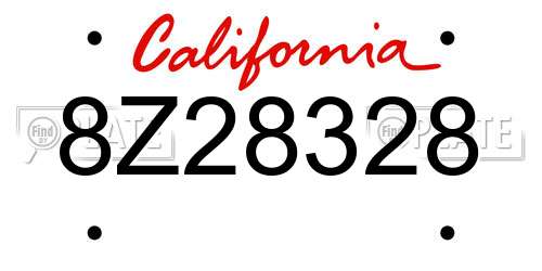 8Z28328 California License Plate