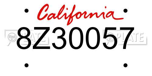 8Z30057 California License Plate