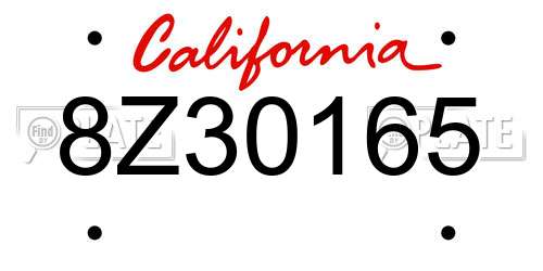 8Z30165 California License Plate