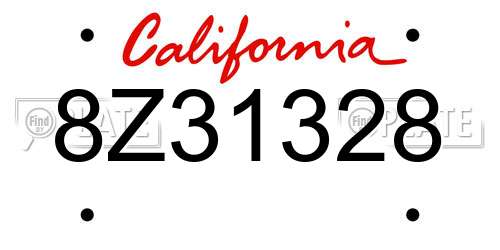 8Z31328 California License Plate