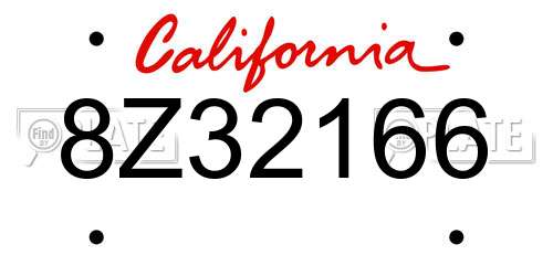 8Z32166 California License Plate