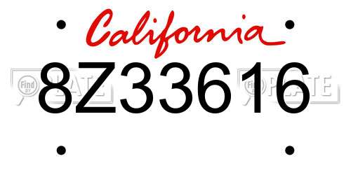 8Z33616 California License Plate