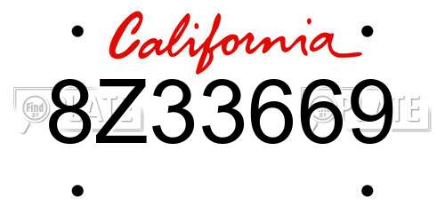 8Z33669 California License Plate