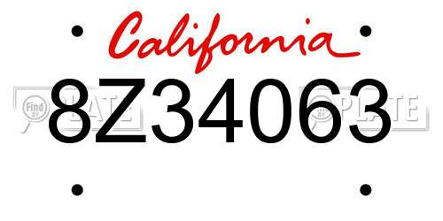 8Z34063 California License Plate