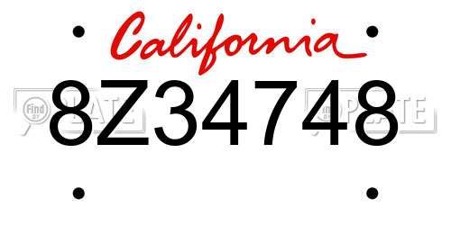 8Z34748 California License Plate