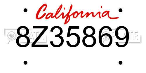 8Z35869 California License Plate