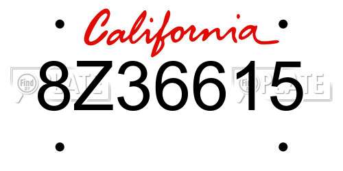 8Z36615 California License Plate