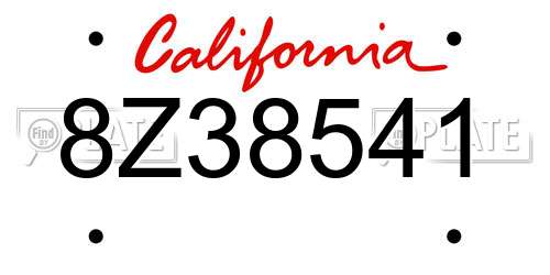 8Z38541 California License Plate