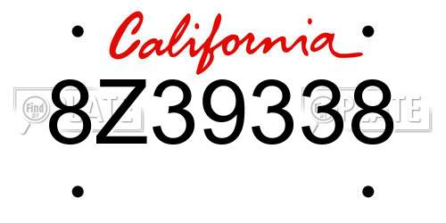 8Z39338 California License Plate