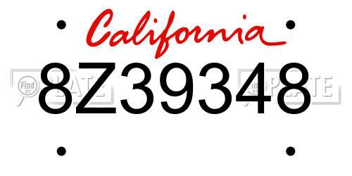 8Z39348 California License Plate