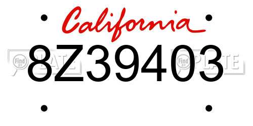 8Z39403 California License Plate