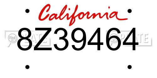 8Z39464 California License Plate