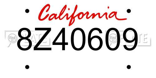 8Z40609 California License Plate