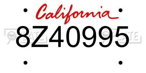 8Z40995 California License Plate