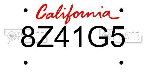 8Z41G5 California License Plate