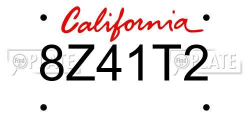 8Z41T2 California License Plate