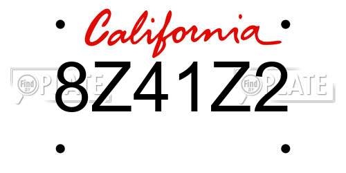 8Z41Z2 California License Plate