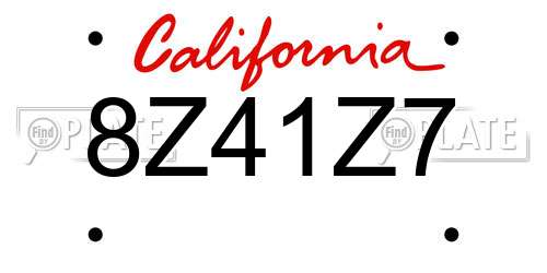 8Z41Z7 California License Plate