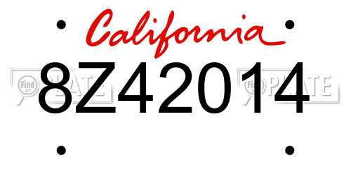 8Z42014 California License Plate