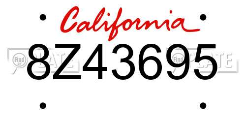 8Z43695 California License Plate