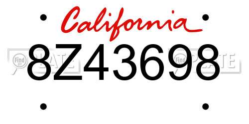 8Z43698 California License Plate