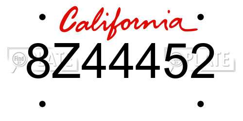8Z44452 California License Plate
