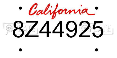 8Z44925 California License Plate