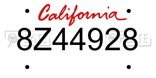8Z44928 California License Plate