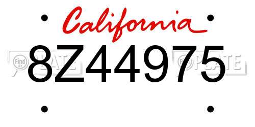 8Z44975 California License Plate