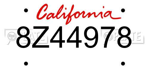 8Z44978 California License Plate