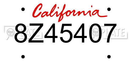 8Z45407 California License Plate