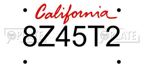8Z45T2 California License Plate