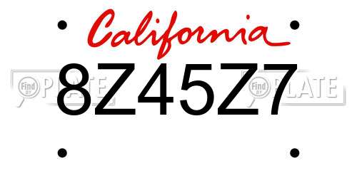 8Z45Z7 California License Plate