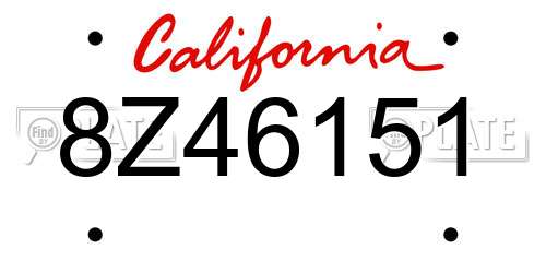 8Z46151 California License Plate