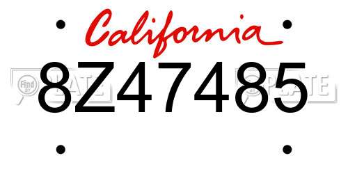 8Z47485 California License Plate