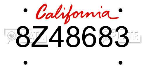 8Z48683 California License Plate