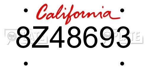 8Z48693 California License Plate