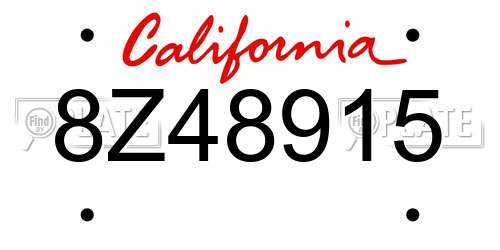 8Z48915 California License Plate