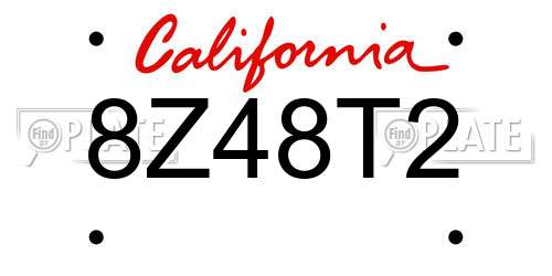 8Z48T2 California License Plate