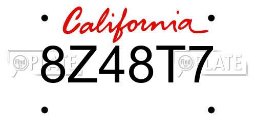 8Z48T7 California License Plate