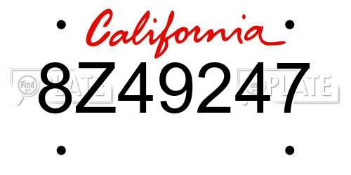 8Z49247 California License Plate
