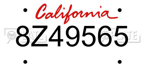 8Z49565 California License Plate