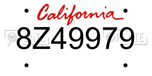 8Z49979 California License Plate