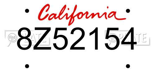 8Z52154 California License Plate