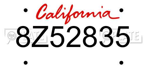8Z52835 California License Plate