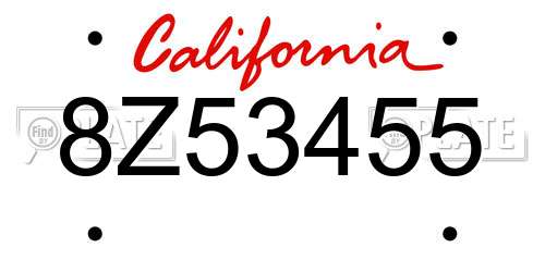 8Z53455 California License Plate