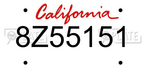8Z55151 California License Plate