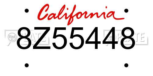 8Z55448 California License Plate